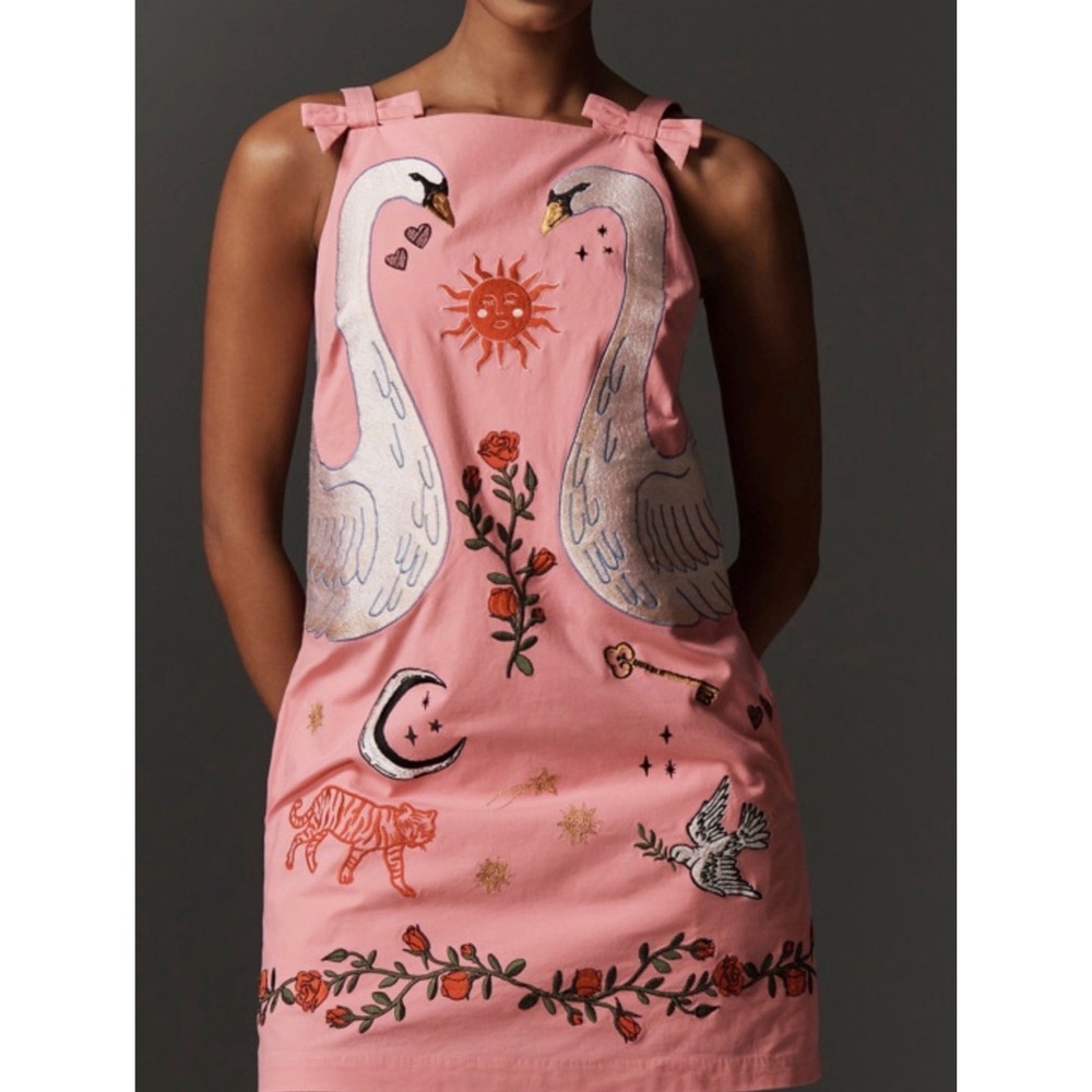 ✨Maeve by Anthropologie Pink Embroidered Sawn Mini Shift Dress
Size: Large